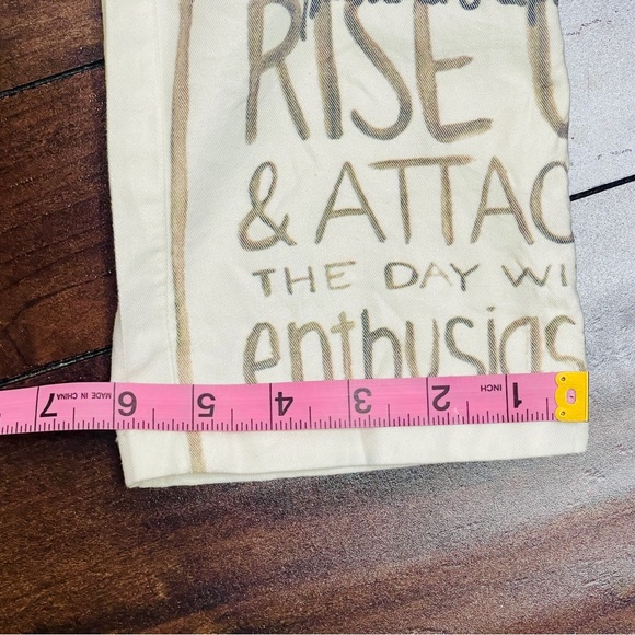 Made in Italy Summer pants CRUSH jeans white flower rose butterflies writing - Picture 5 of 17